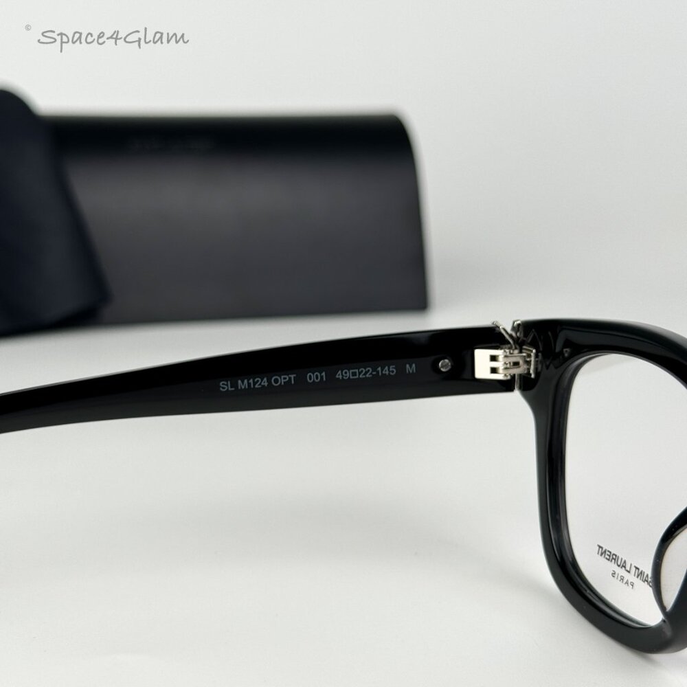 NEW Saint Laurent SLM124 OPT 001 Black Demo Cat Eye Unisex Eyeglasses - Picture 5 of 10